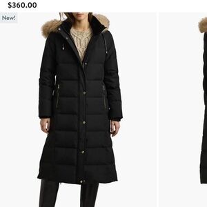 Ralph Lauren Black Puffer Coat with Fur Trim